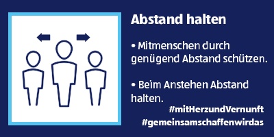 Zu Ihrem Schutz - Abstand halten und kontaktlos zahlen