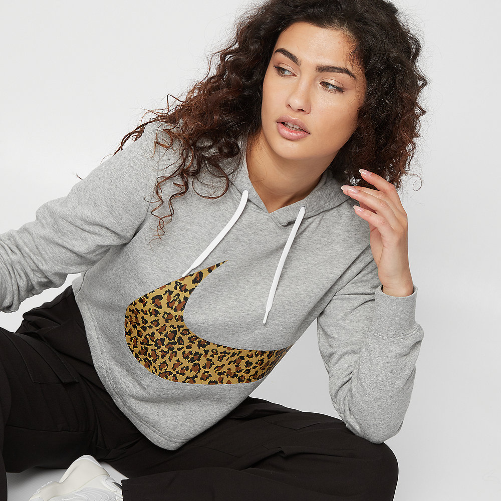NIKE NSW Hoodie Crop Animal dark grey heather