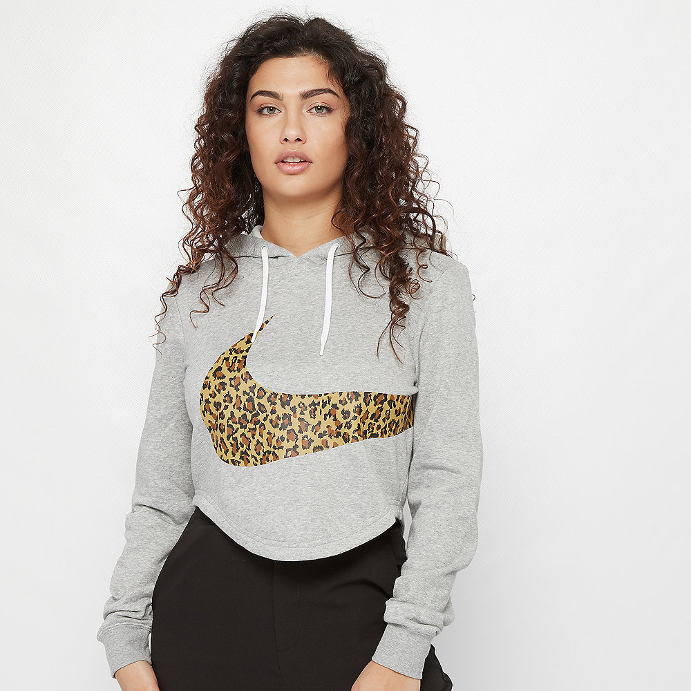 NIKE NSW Hoodie Crop Animal dark grey heather
