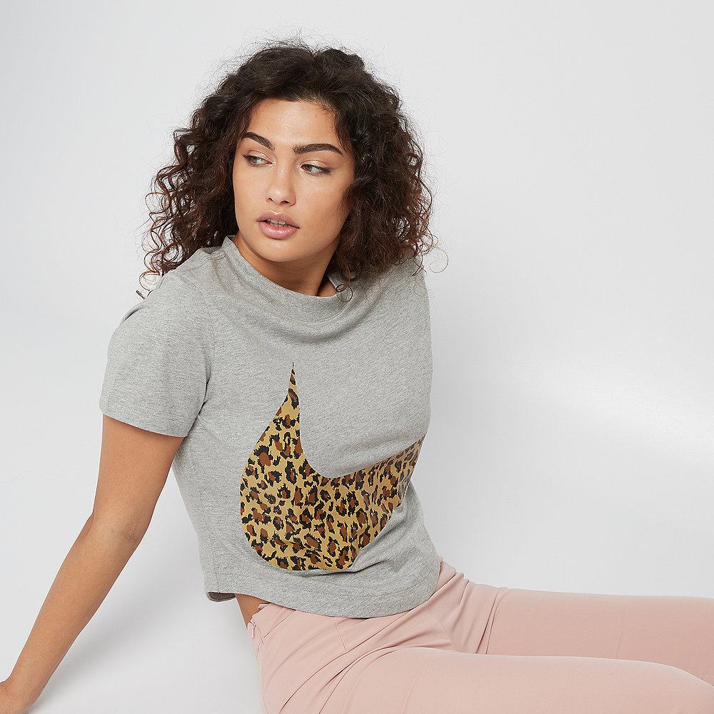 NIKE NSW T-Shirt Crop Animal dark grey heather