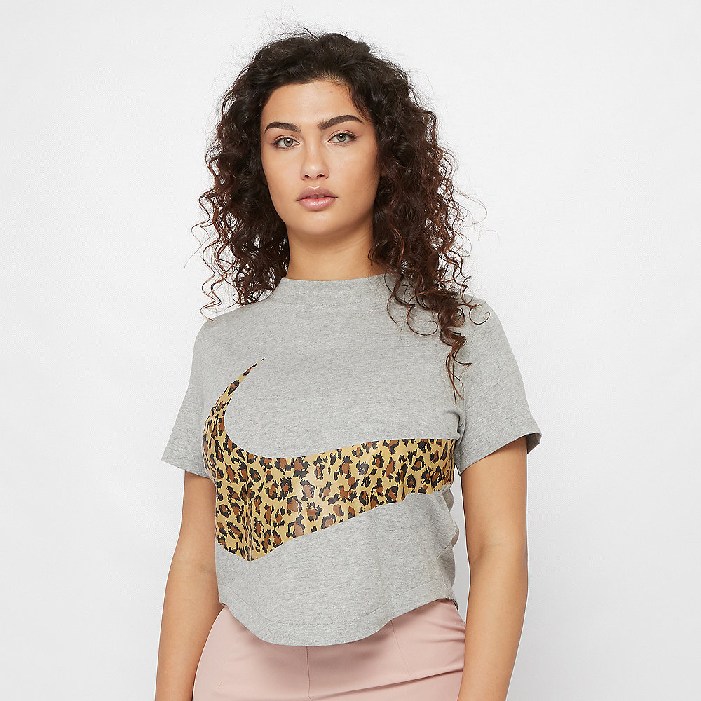 NIKE NSW T-Shirt Crop Animal dark grey heather
