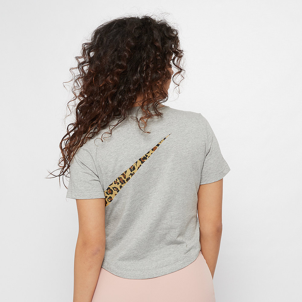 NIKE NSW T-Shirt Crop Animal dark grey heather
