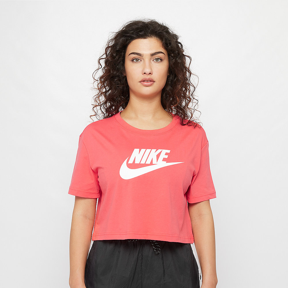 NIKE NSW Tee Essential Crop Icon Futura ember glow/white