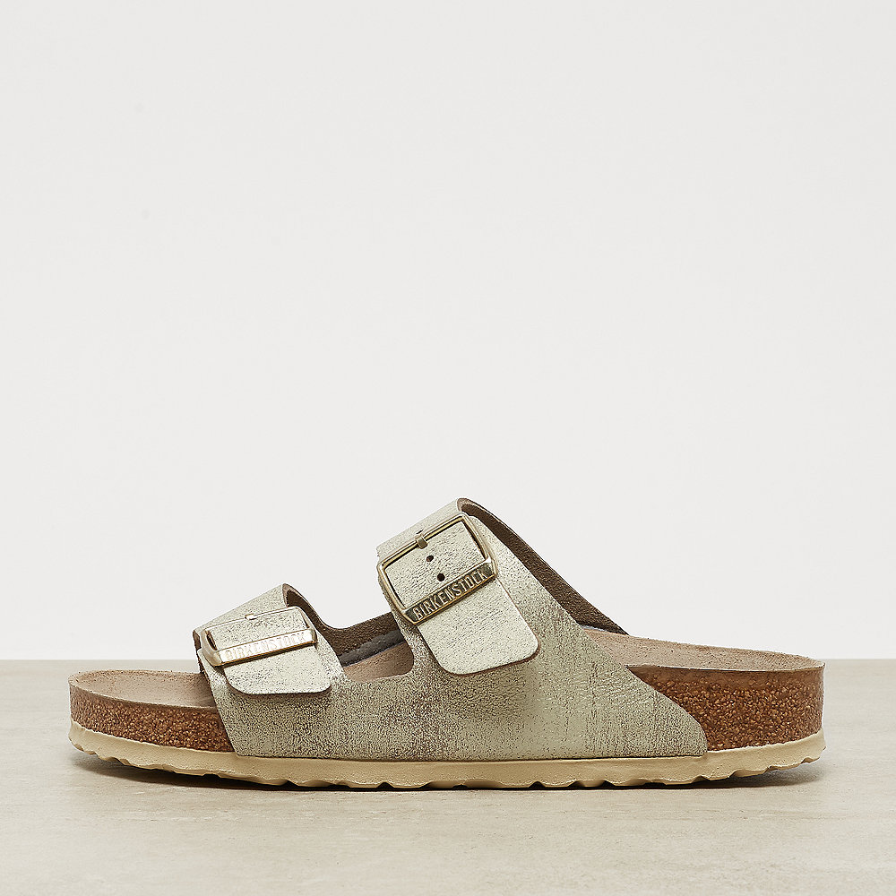 Birkenstock Arizona washed metallic cream gold