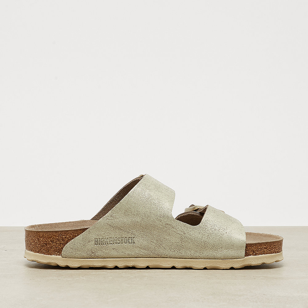 Birkenstock Arizona washed metallic cream gold