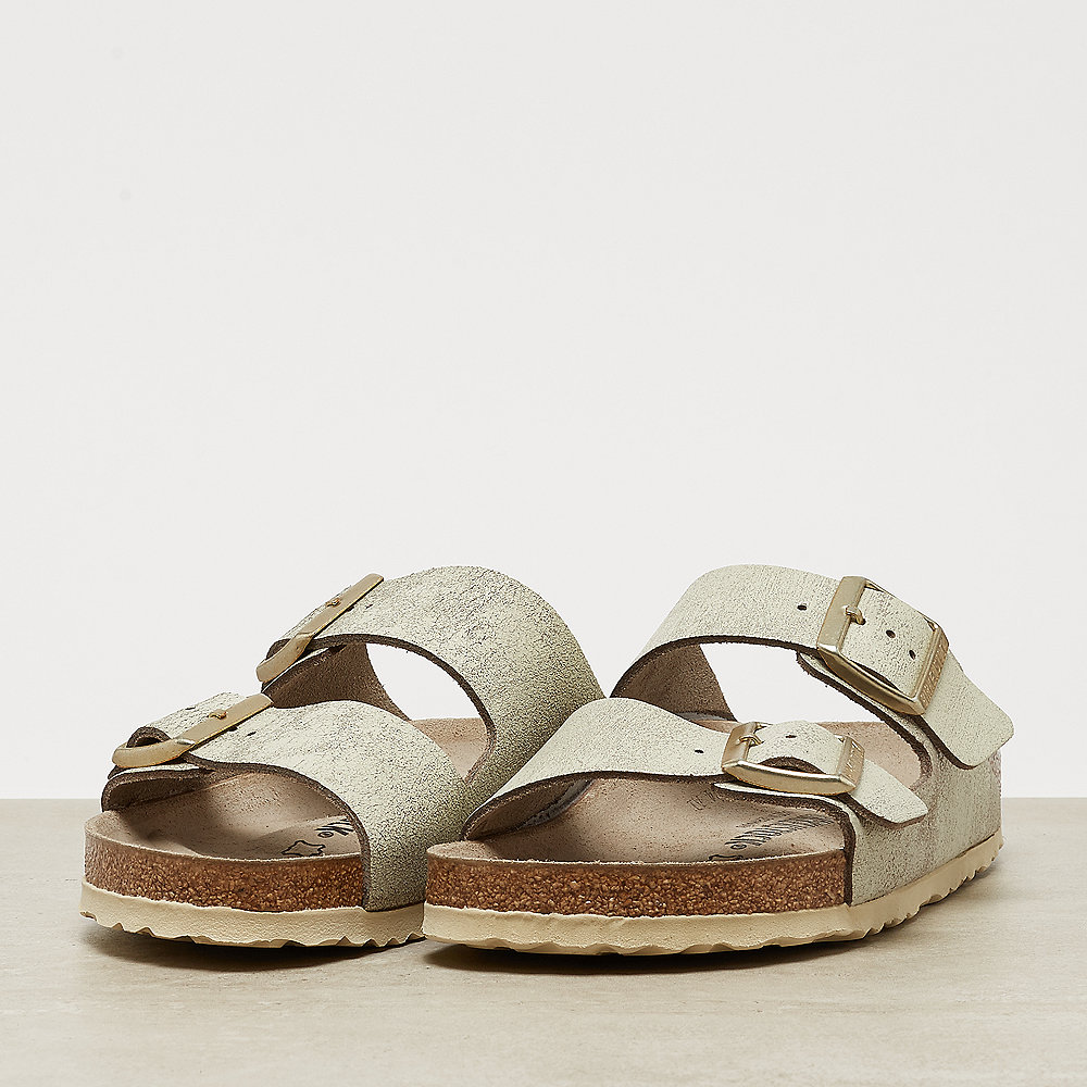 Birkenstock Arizona washed metallic cream gold