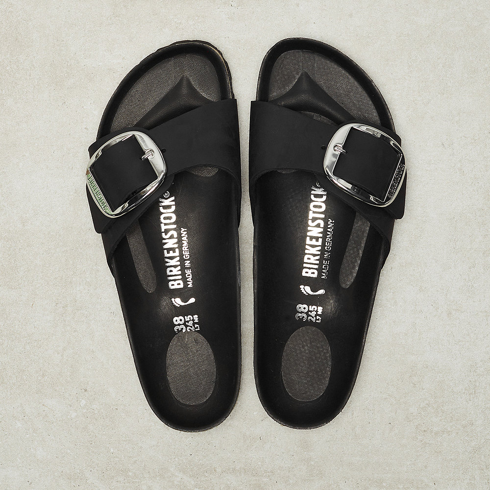 birkenstock black with white buckle