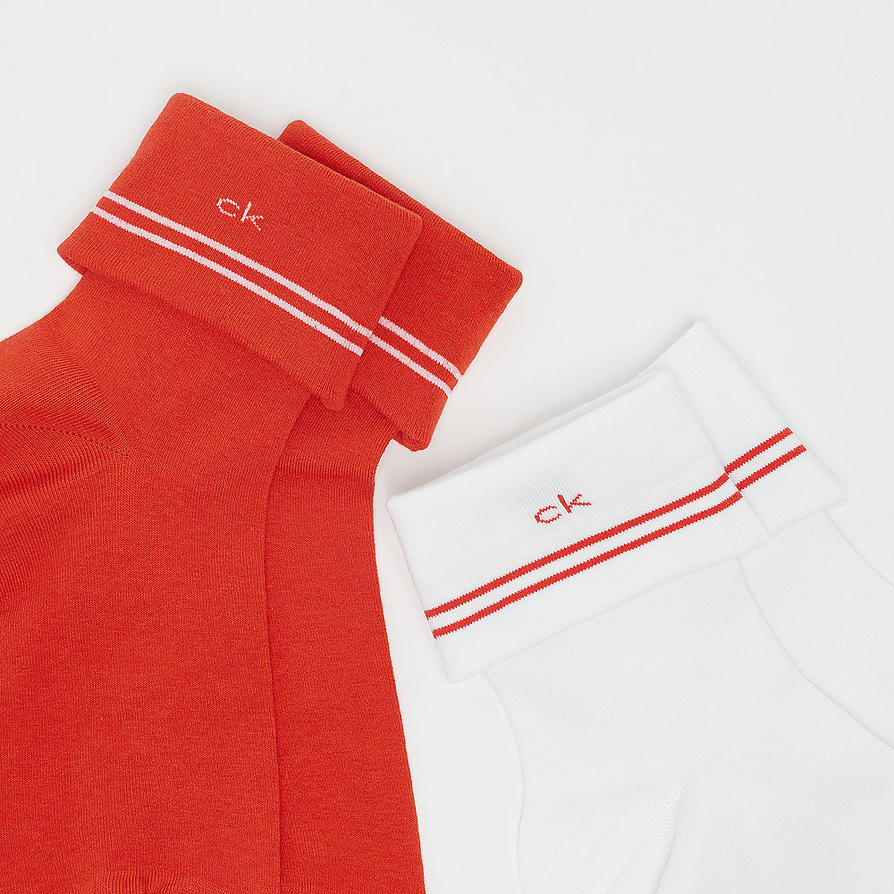 Calvin Klein 2 Pr Stripe Turn cuff white red