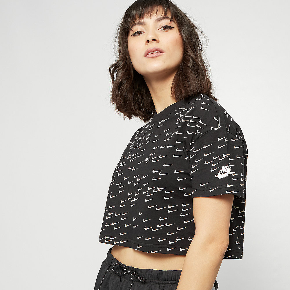 NIKE NSW Essential T-Shirt Crop Swoosh black/white/white