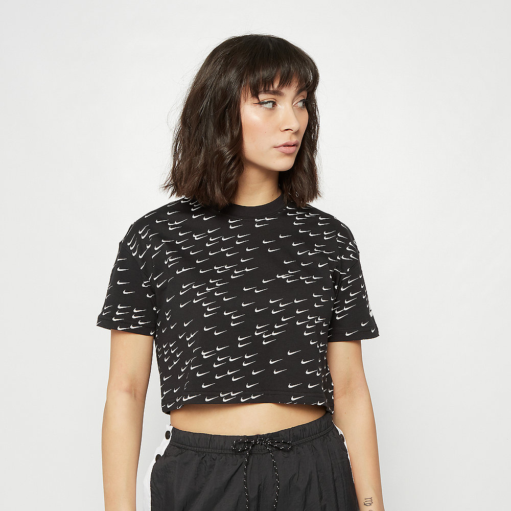 NIKE NSW Essential T-Shirt Crop Swoosh black/white/white