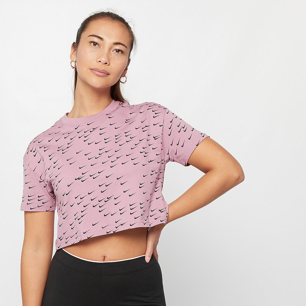 NIKE NSW Essential T-Shirt Crop Swoosh plum dust/blk/psychic pink
