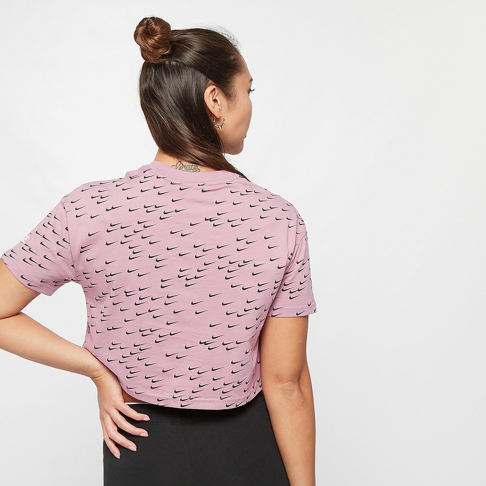 NIKE NSW Essential T-Shirt Crop Swoosh plum dust/blk/psychic pink