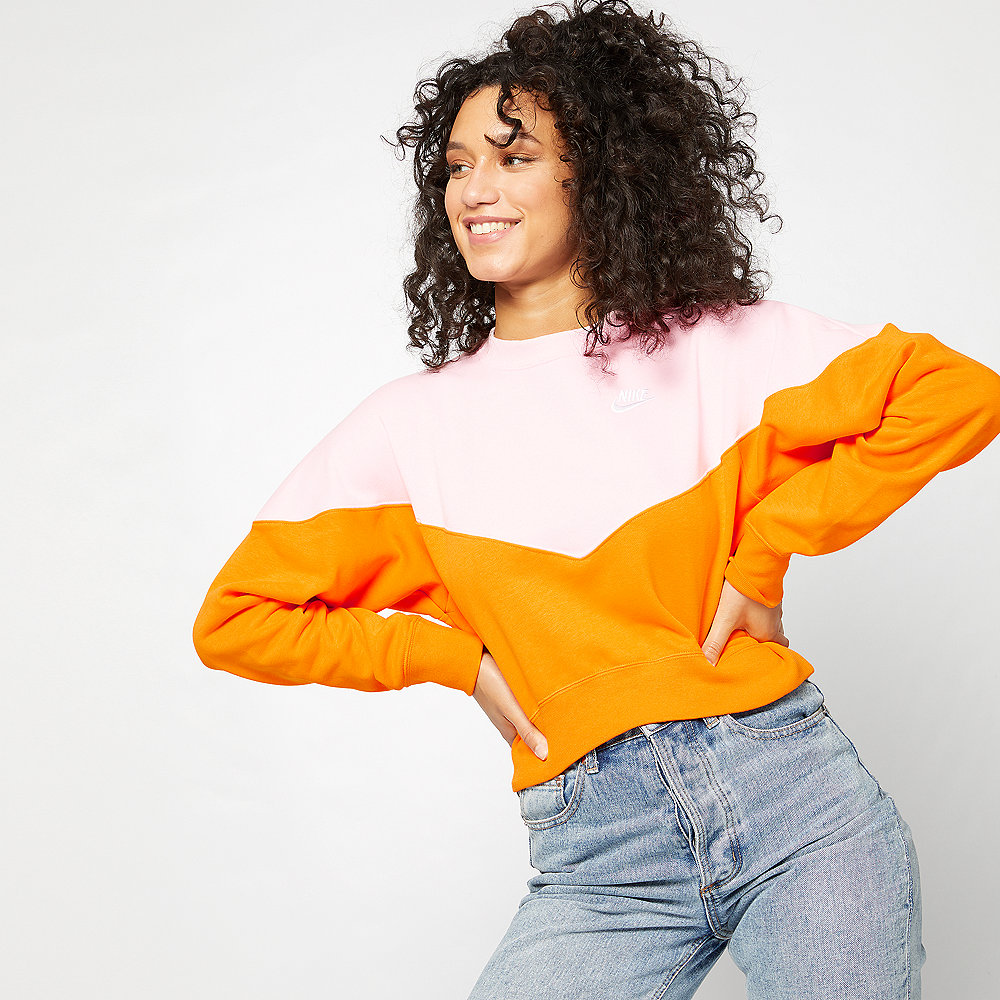 NIKE NSW Heritage Crew Sweater orange peel/med soft pink/white
