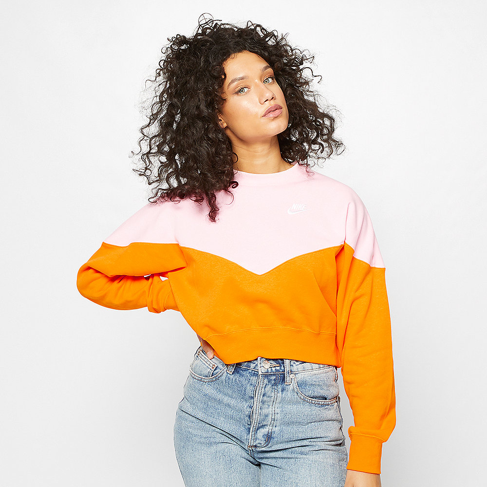 NIKE NSW Heritage Crew Sweater orange peel/med soft pink/white