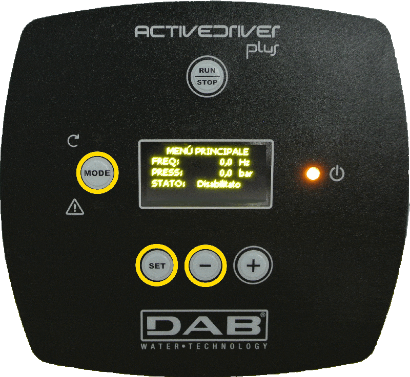 Active Driver Plus menu installatore