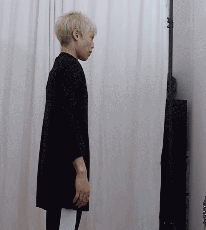 Black sweater and leggings look by HUGO