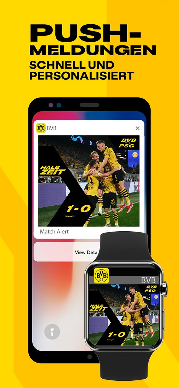 Screenshot Push Notifications von der BVB-App