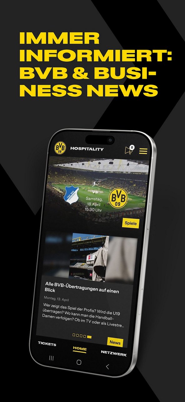 Screenshot News in der BVB-Hospitality-App.