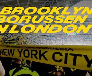 Teaser für ein BVB-TV Video mit dem Titel "„Die ganze Stadt hat Bock!“ | Die Brooklyn Borussen beim Champions-League-Endspiel"