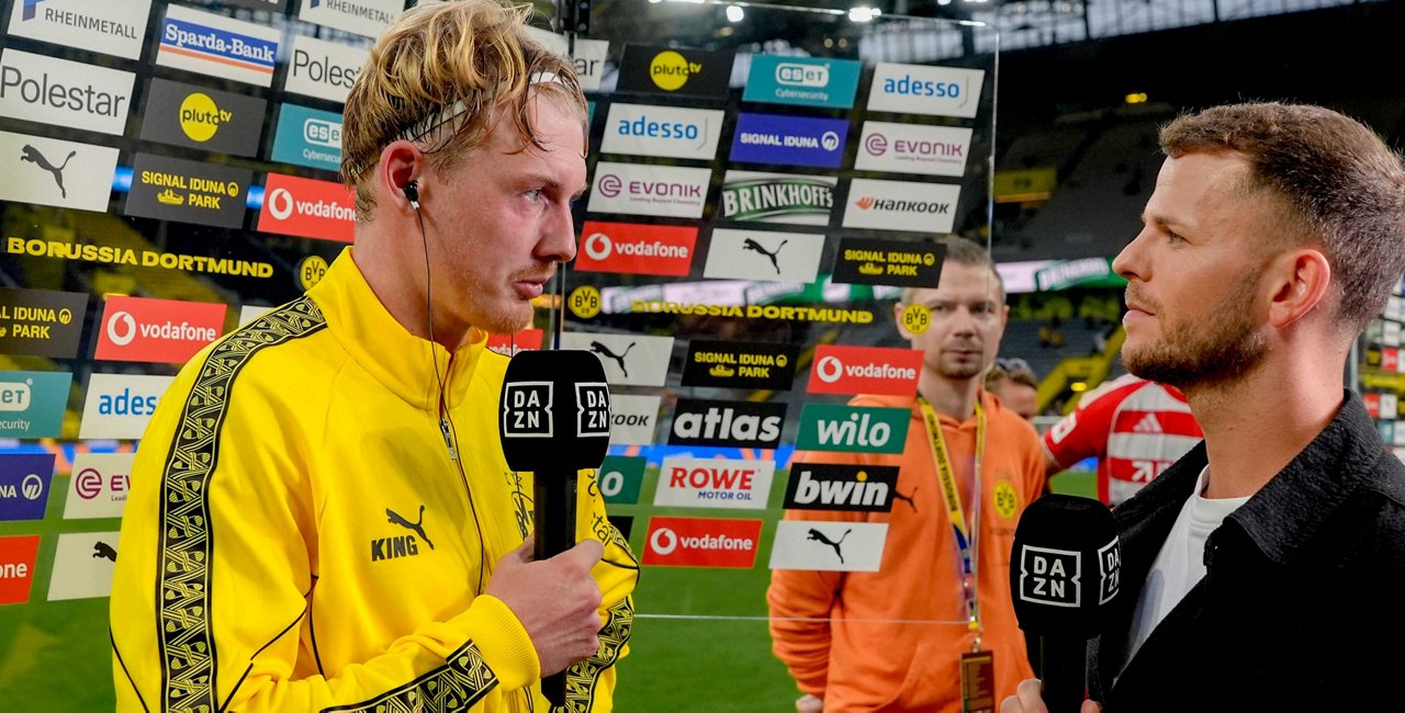 Julian Brandt nach dem BVB-Spiel gegen Union Berlin am TV-Mikrofon