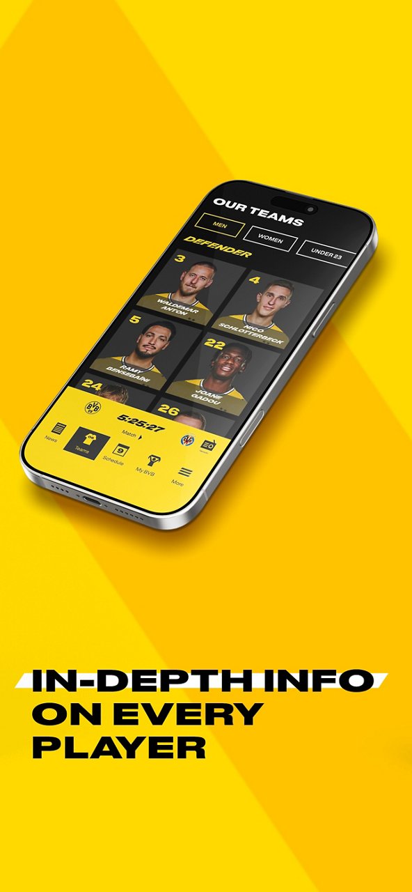 Screenshot of the squad in the BVB app.