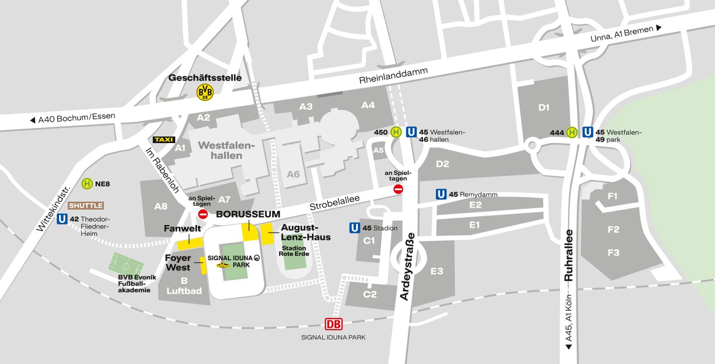Official BVB car park map around Signal Iduna Park