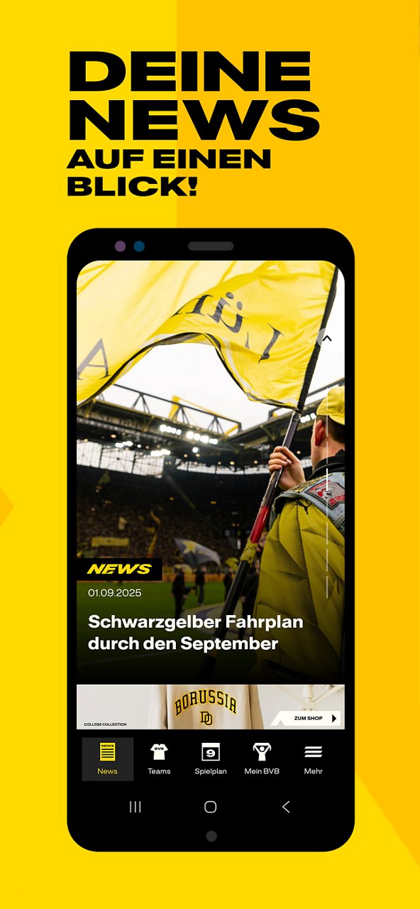 Screenshot News-Darstellung in der BVB-App.