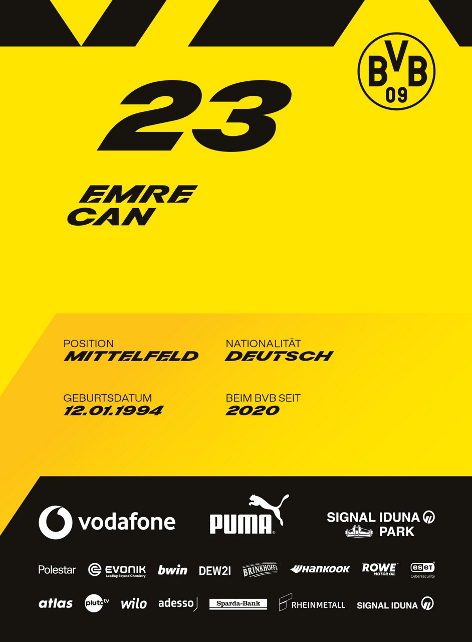 Rückseite der Autogrammkarte von Emre Can.