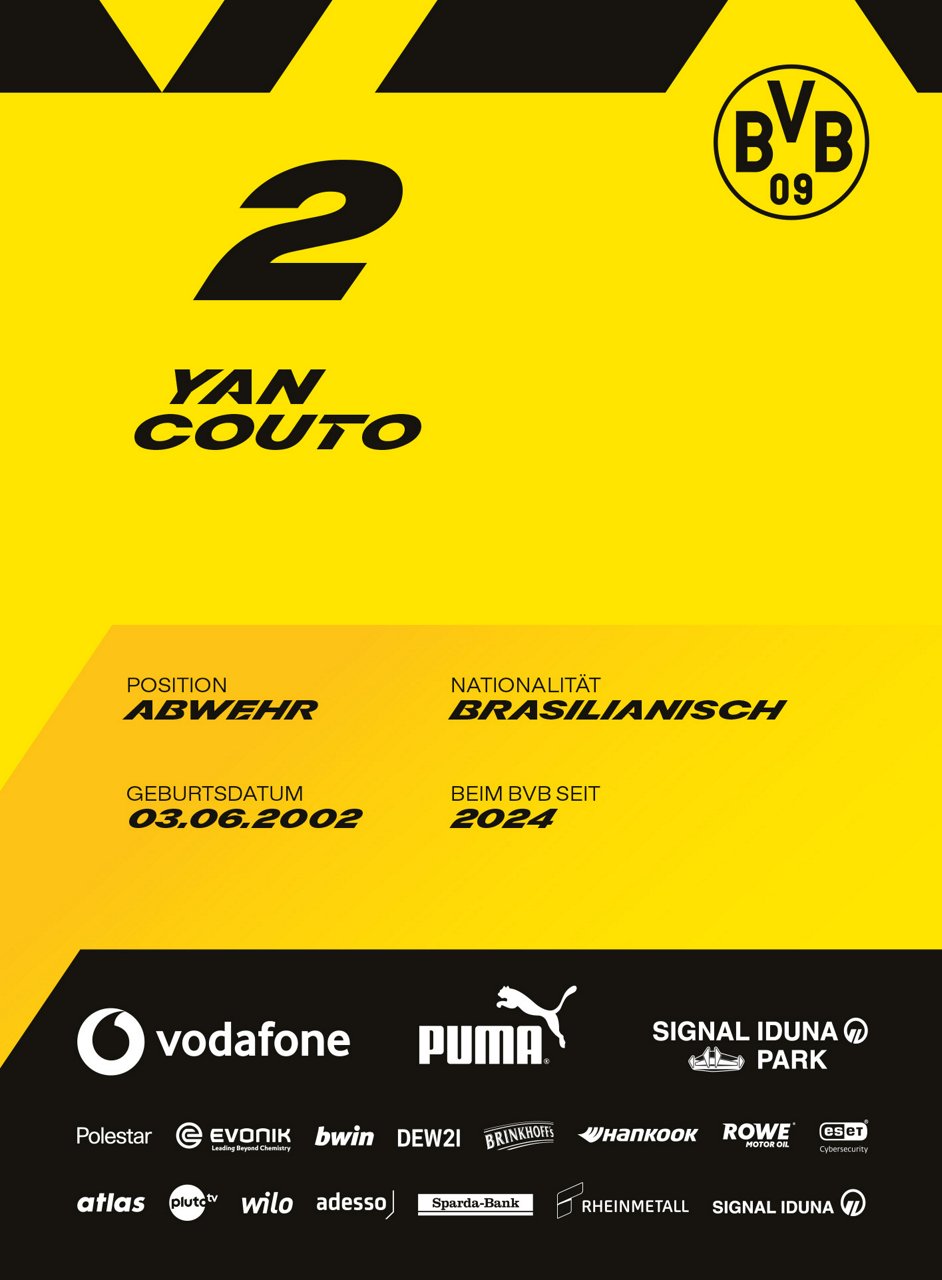 Rückseite der Autogrammkarte von Yan Couto.