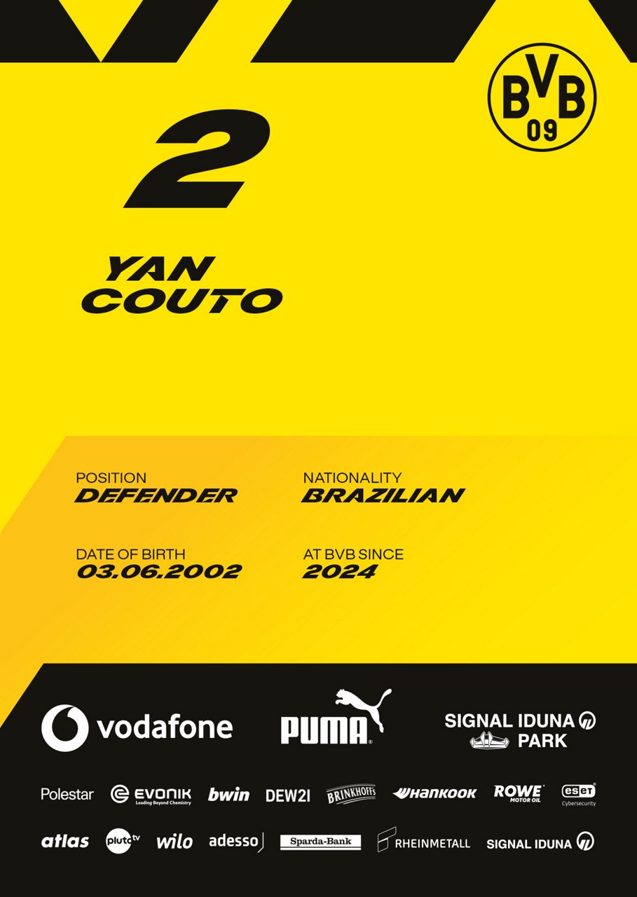 Back side of Yan Couto's autograph card.