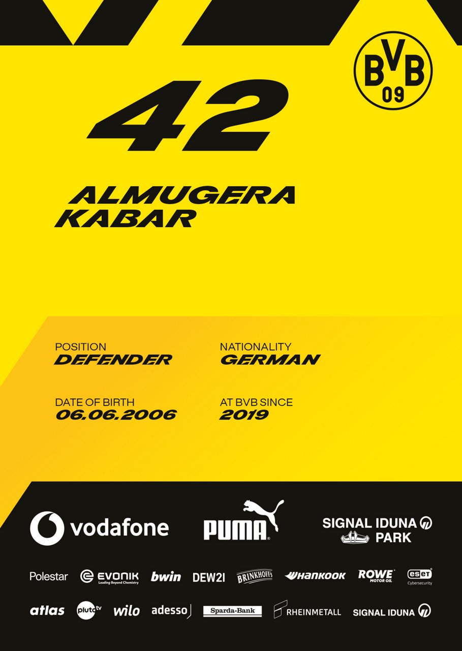 Back side of Almugera Kabar's autograph card.