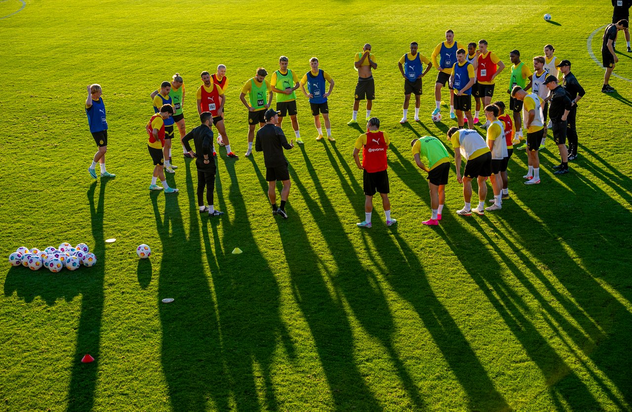 Football field with players