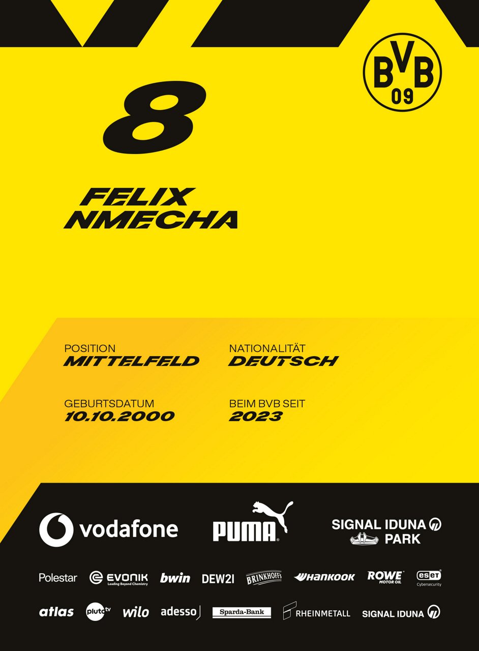 Rückseite der Autogrammkarte von Felix Nmecha.