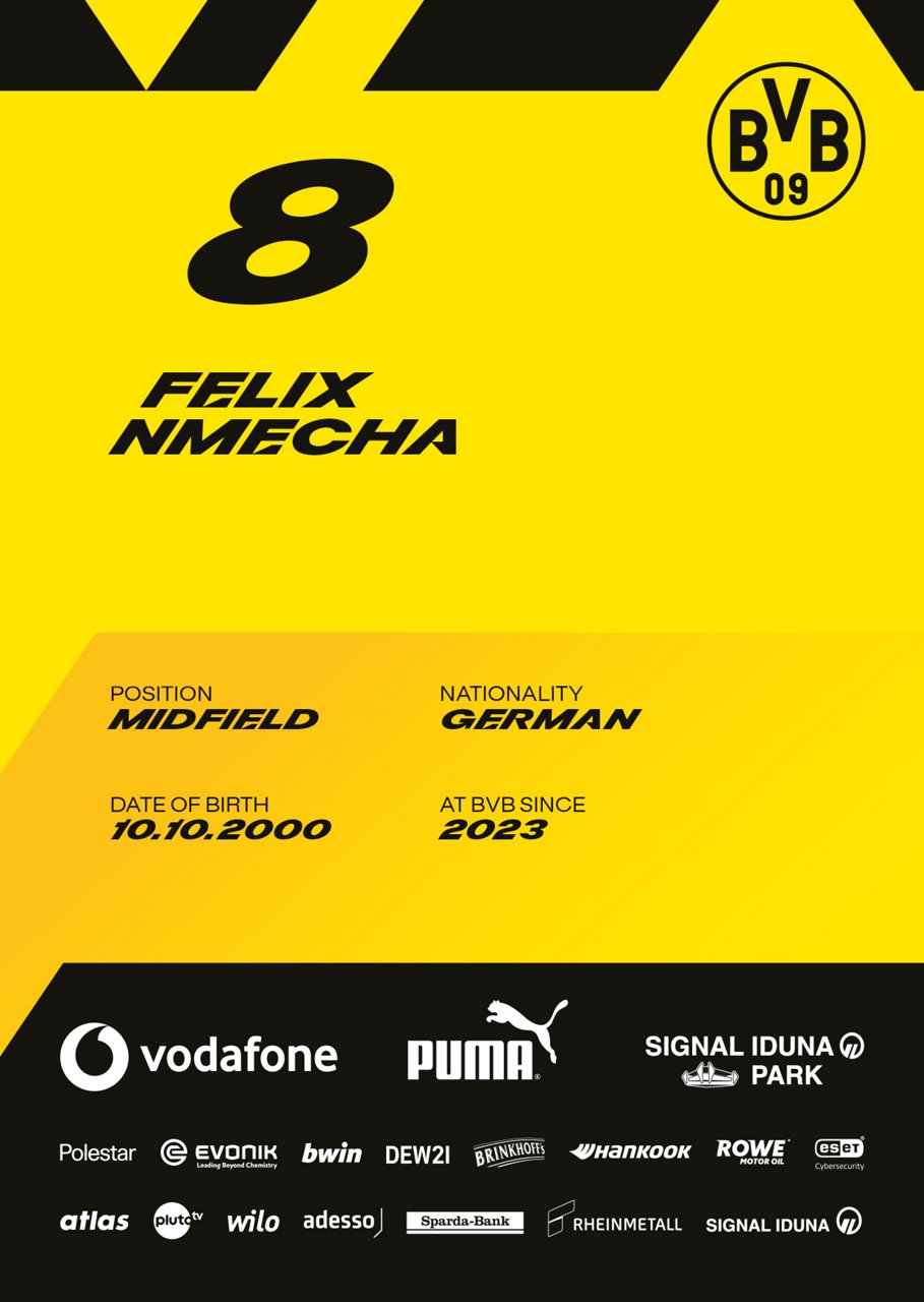 Back side of Felix Nmecha's autograph card.