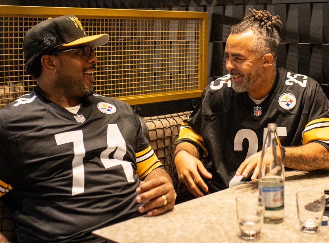 Patrick Owomoyela with Willie Colon at the Watch Party at SIGNAL IDUNA PARK.