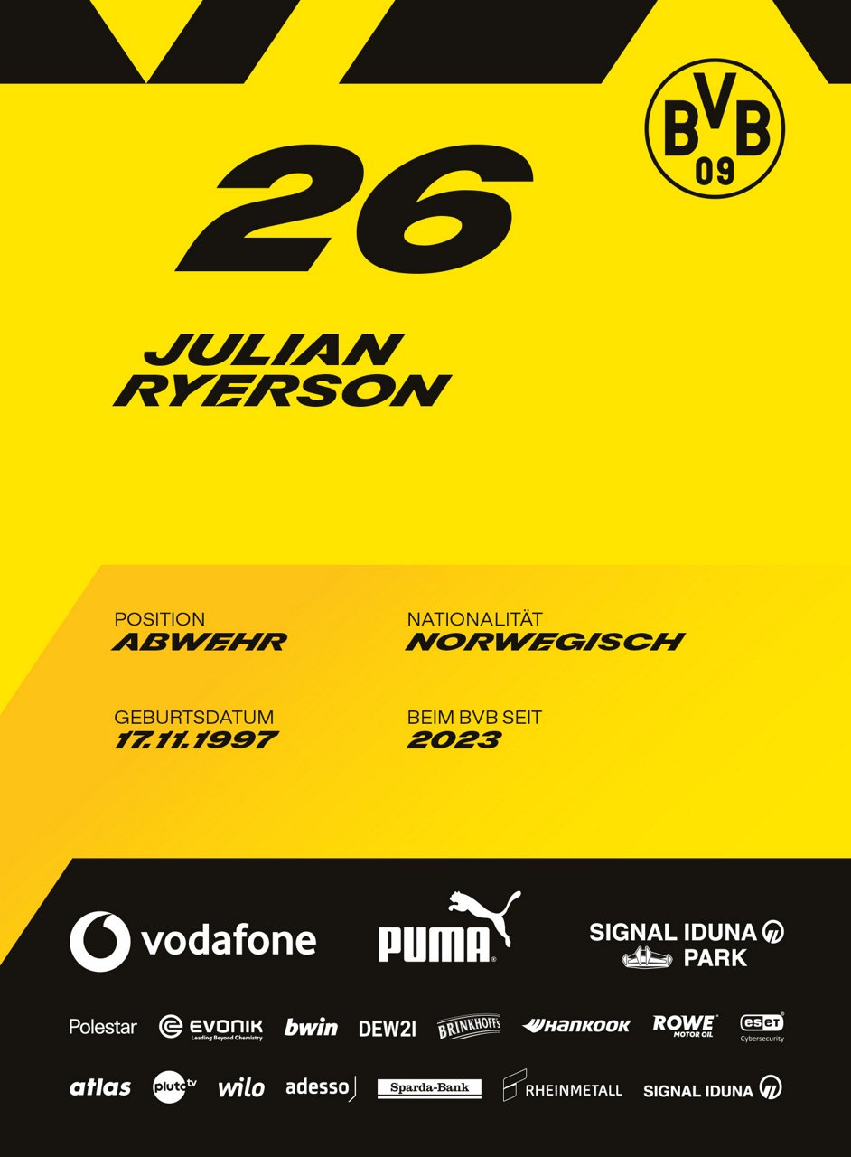 Rückseite der Autogrammkarte von Julian Ryerson.