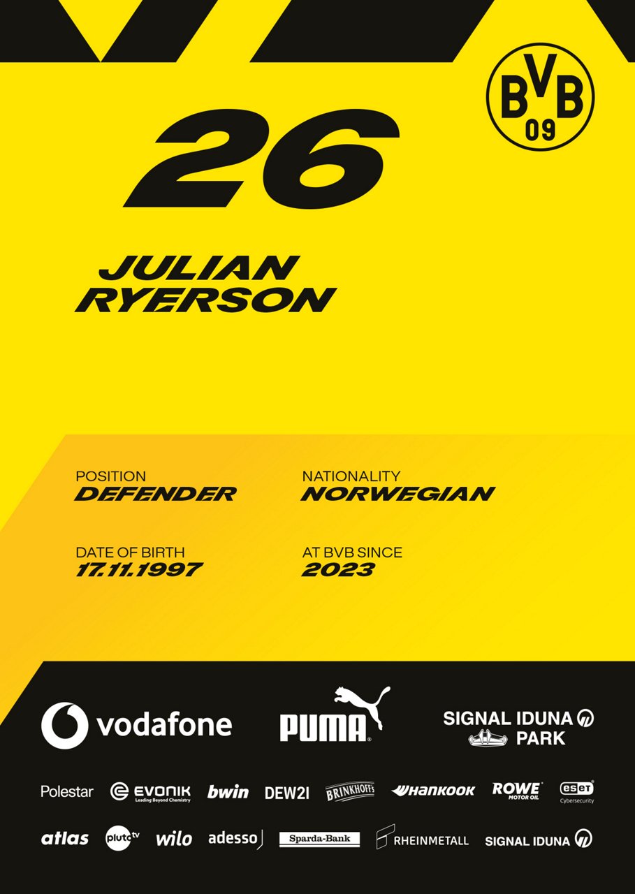 Back side of Julian Ryerson's autograph card.