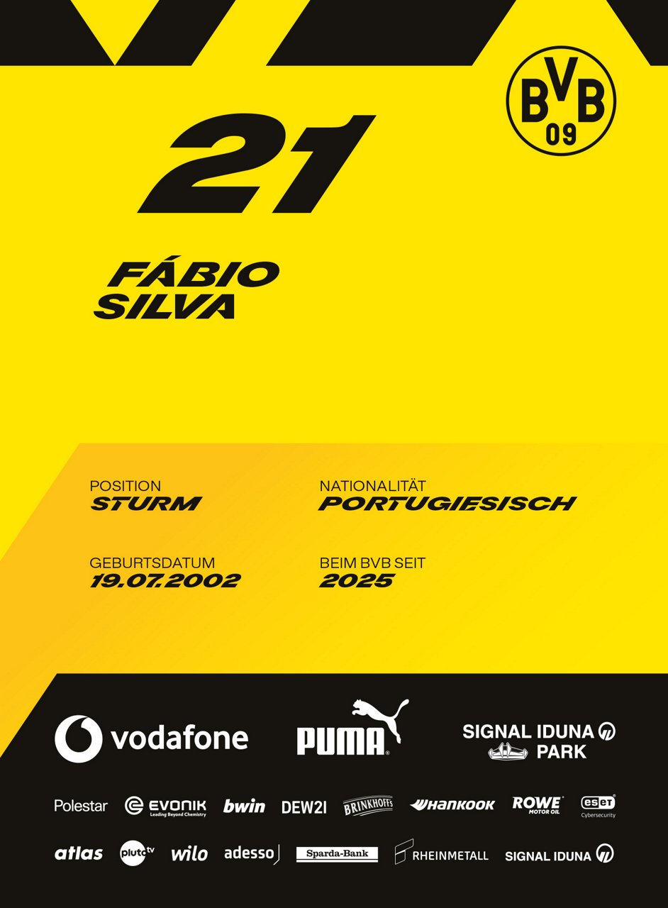Rückseite der Autogrammkarte von Fabio Silva.