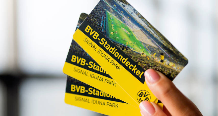 Drei BVB-Stadiondeckel des SIGNAL IDUNA PARK