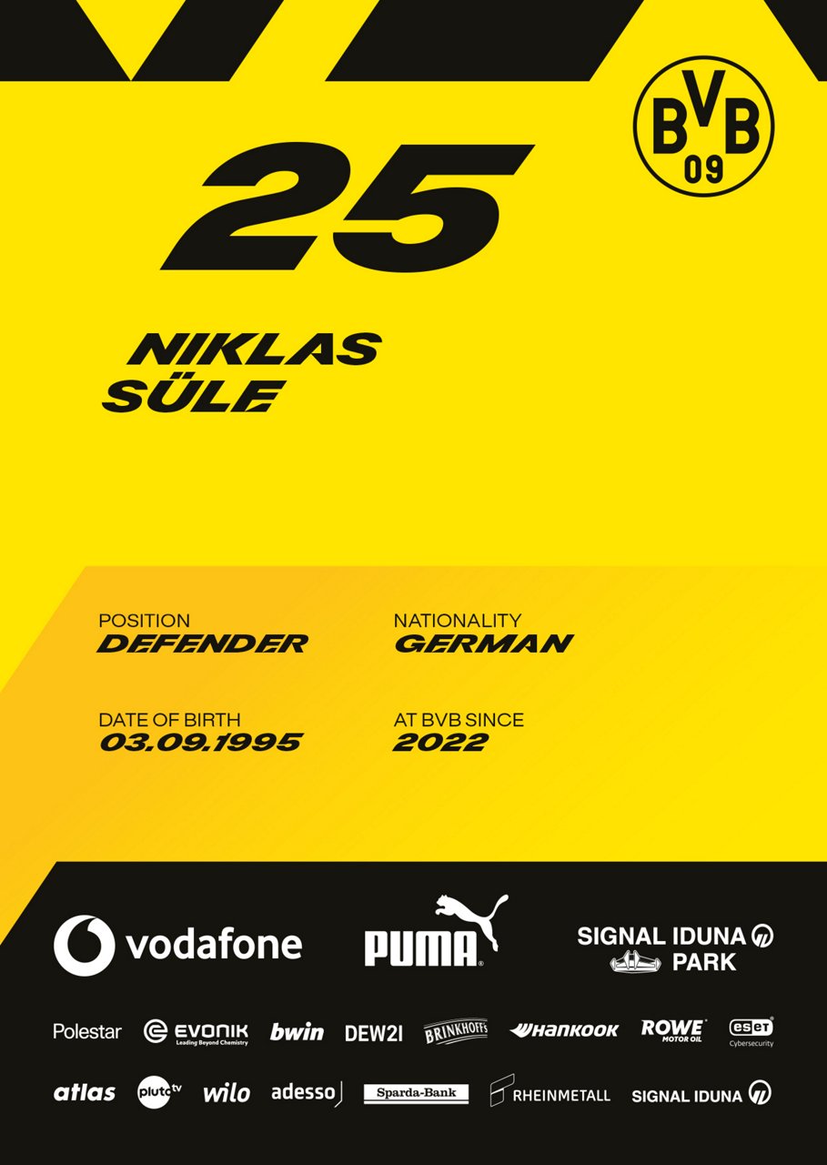 Back side of Niklas Süle's autograph card.