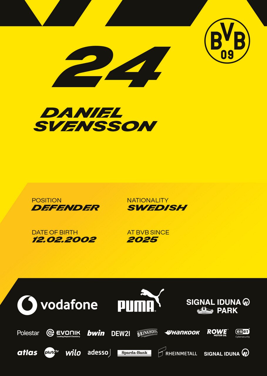 Back side of Daniel Svensson's autograph card.