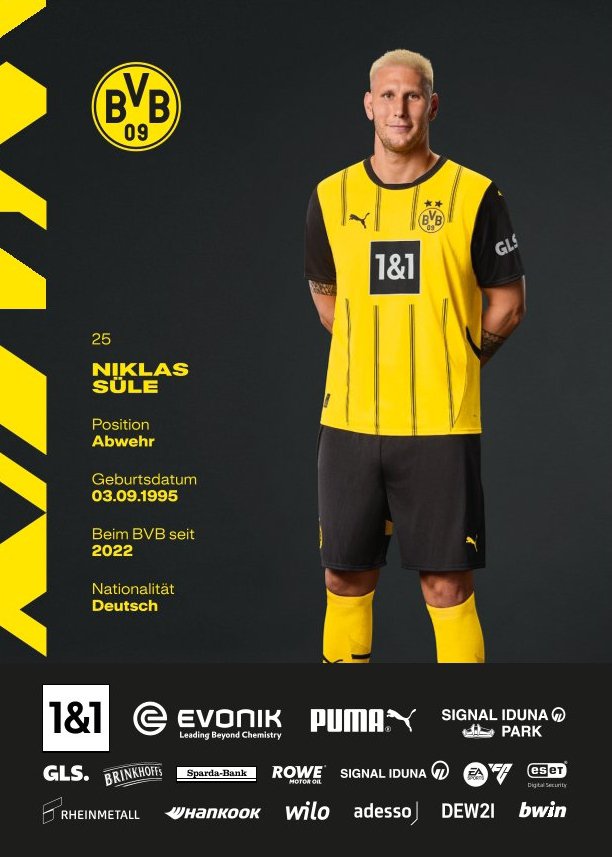 Hinterseite der Autogrammkarte Niklas Süle