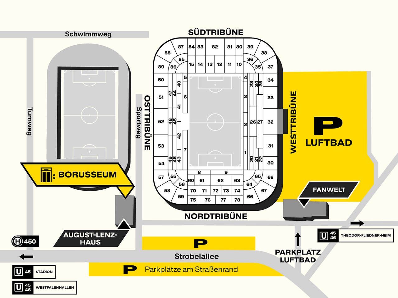 Karte, die verdeutlicht, wo der Parkplatz Luftbad und dessen Zufahrt liegt.