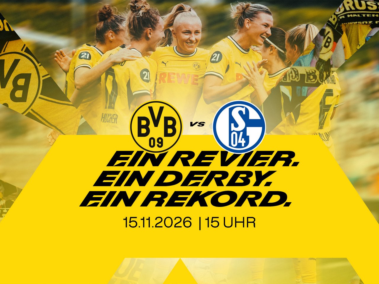 Ein Revier - Ein Derby - Ein Rekord. Borussia Dortmund gegen Schalke 04 am 15. November 2026 um 15 Uhr im Stadion Rote Erde.