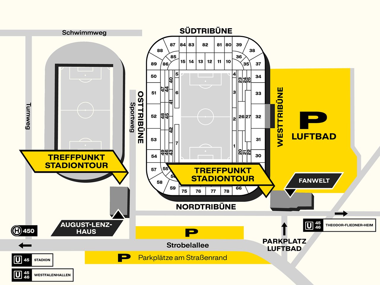 Karte, die verdeutlicht, wo der Parkplatz Luftbad und dessen Zufahrt liegt.