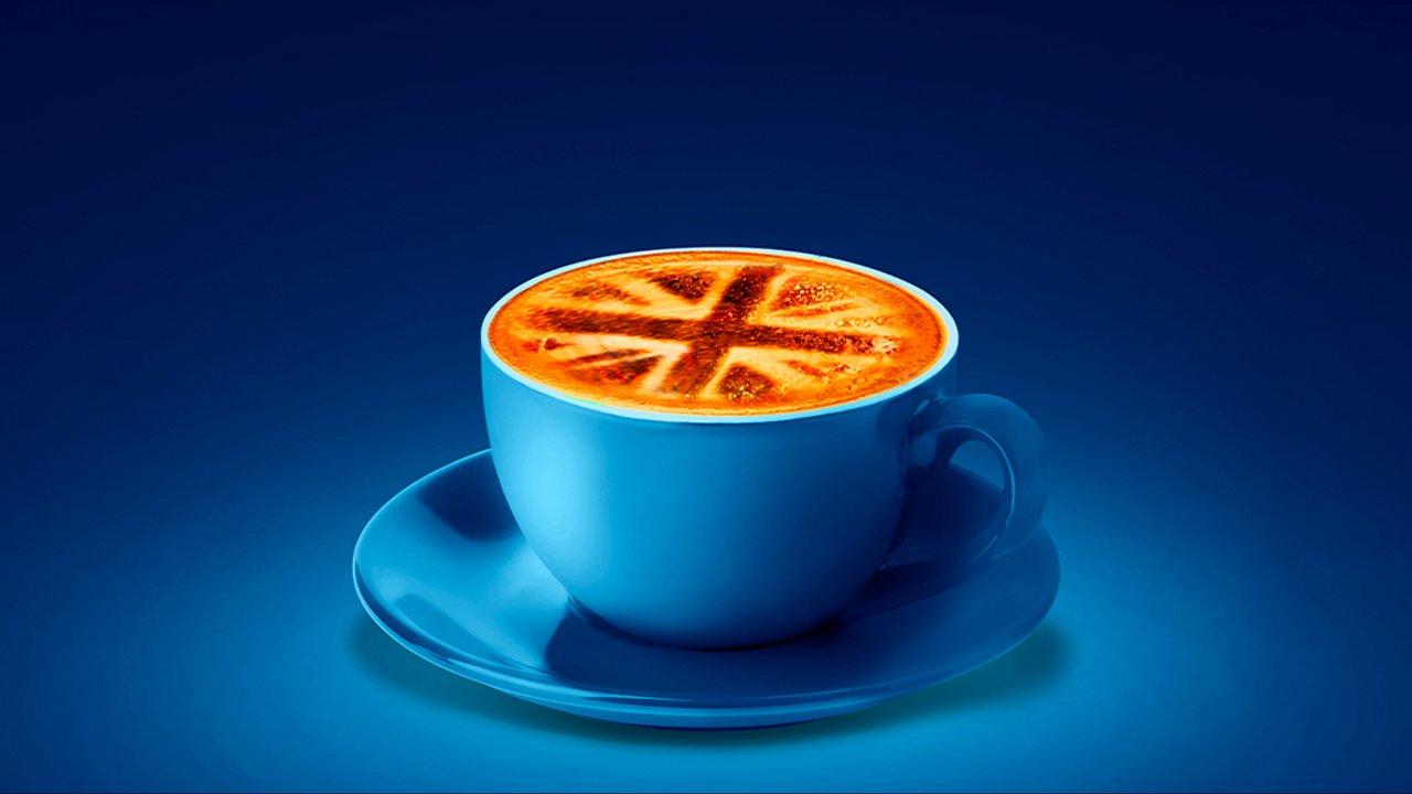 Coffee cup with UK flag