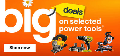 Big deals on selected power tools. Includes DeWalt 18V Cordless Jigsaw and Ryobi ONE+ 18V Li-ion Brushed Cordless Combi drill. Terms & conditions apply, see the *Terms & conditions at the end of