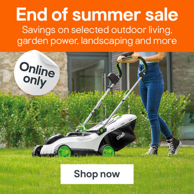 End of summer sale. Savings on selected outdoor living, garden power, landscaping and more. Online only. Shop now.