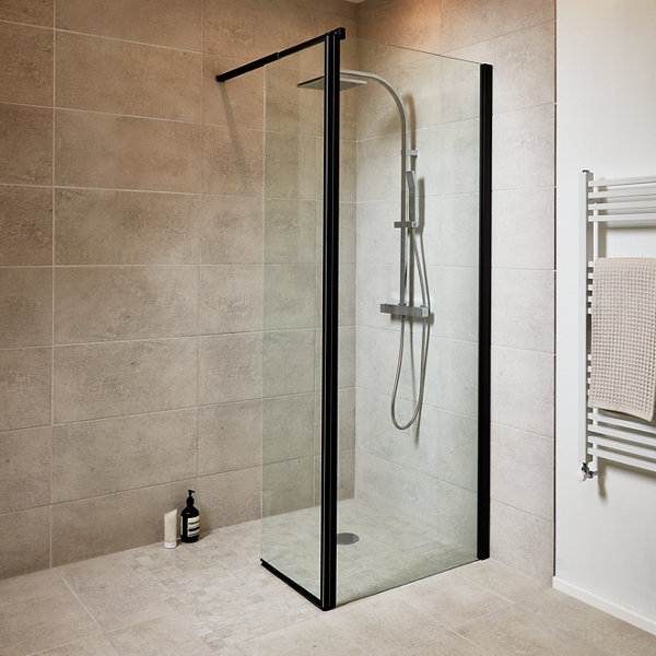 Kabina prysznicowa walk-in GoodHome Beloya 80+45 cm czarna/transparentna