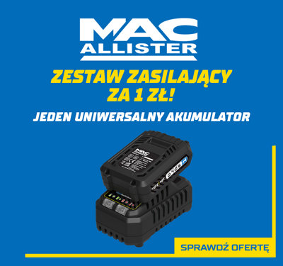 Zestaw zasilający Mac Allister za 1 zł przy zakupie elektronarzędzi 18 V Mac Allister za min. 250 zł. Szczegóły w regulaminie
